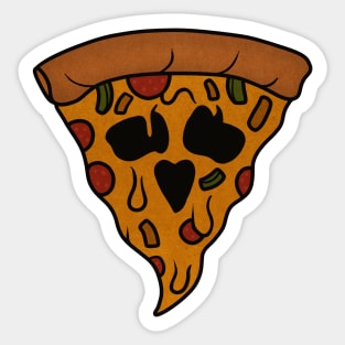 Funny Pizza Skull Face Dripping Halloween Sticker